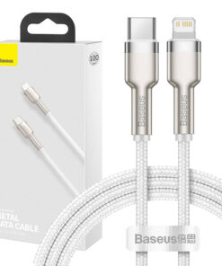 USB-C kabelis priekš Lightning Baseus Cafule, PD, 20W, 1m (balts)