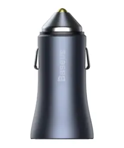 Baseus Golden Contactor Pro Car Charger USB + USB-C, QC4.0+, PD, SCP, 40W (gray) + CabelUSB do USB-C 1m (black)