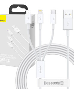USB cable 3in1 Baseus Superior Series, USB to micro USB / USB-C / Lightning, 3.5A, 1.5m (white)