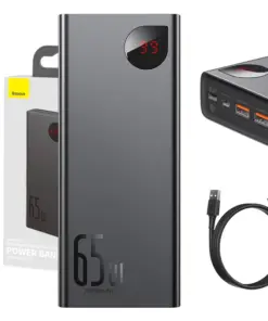 Powerbank Baseus Adaman Metal 20000mAh PD QC 3.0 65W 2xUSB + USB-C + micro USB (melns)