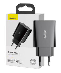 Baseus Speed Mini Ātrais lādētājs, USB-C, PD, 3A, 20W (melns)