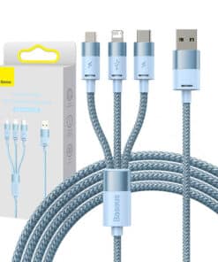 3in1 USB cable Baseus StarSpeed Series, USB-C + Micro + Lightning 3,5A, 1.2m (Blue)