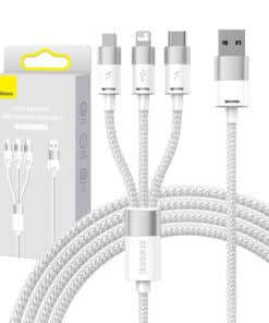 3in1 USB cable Baseus StarSpeed Series, USB-C + Micro + Lightning 3,5A, 1.2m (White)