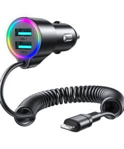Car charger Joyroom JR-CL25, 2x USB + Lightning cable (black)