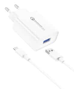 Sienas lādētājs Foneng EU13 18W + USB uz Micro USB kabeli, 3A (balts)