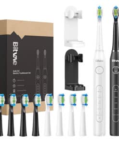 Sonic toothbrushes with tips set and 2 holders Bitvae D2+D2 (white and black)