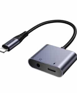 2-in-1 Audio adapteris Joyroom SY-L01 Lightning to 3.5mm + Lightning (melns)