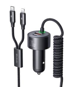 Mcdodo CC-0370 auto lādētājs, USB-C, Lightning, 120W, izvelkami kabeļi