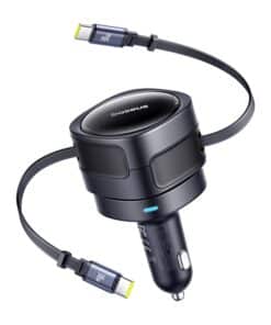 Baseus Enjoyment Max auto lādētājs ar USB-C+USB-C kabeļiem 60W Melns