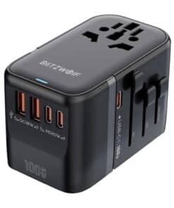 Blitzwolf BW-TA2 5-in-1 Travel Adapter 2xUSB PD + 2xC QC + C GaN 100W