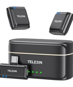 TELESIN bezvadu kaklasaites mikrofons + powerbank tālruņiem (USB-C)