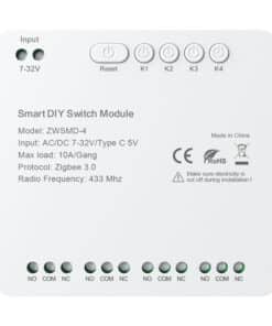 4 kanālu ZigBee slēdža modulis ar bezsprieguma DC 32V kontaktu Avatto ZWSMMD-4-32V