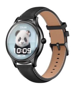 COLMI L28 Smart Watch (black silicone + black leather strap)