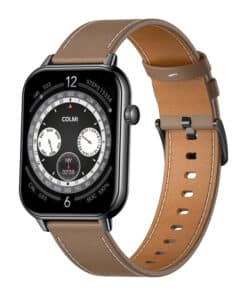 COLMI C28 Smartwatch – Black + Brown Leather Strap